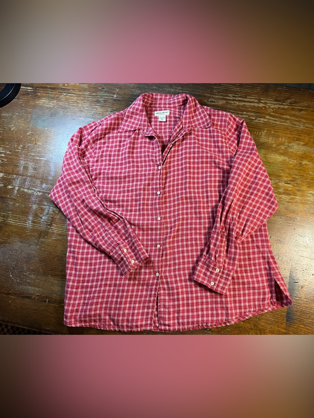 Eddie Bauer Red/White Plaid Button Down